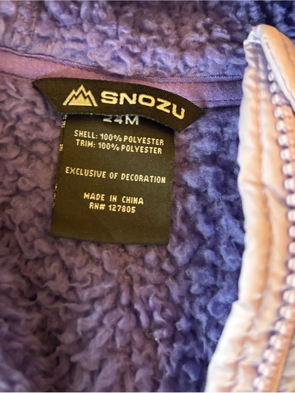 Snozu Purple Plush Hooded Fleece One-Piece Footie